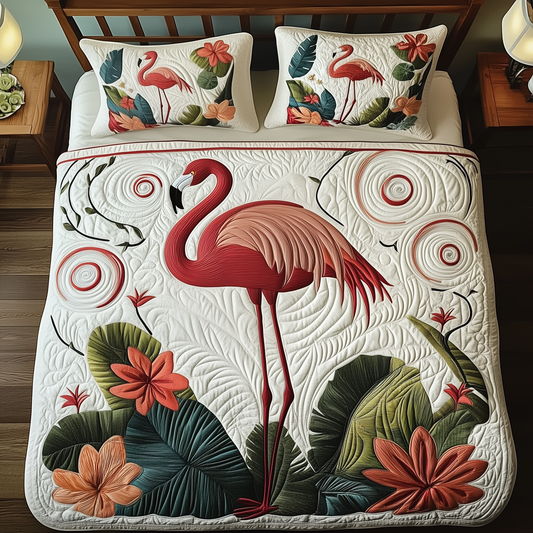 Vintage Flamingo 3-Piece Quilted Bedding Set GFTOTP549