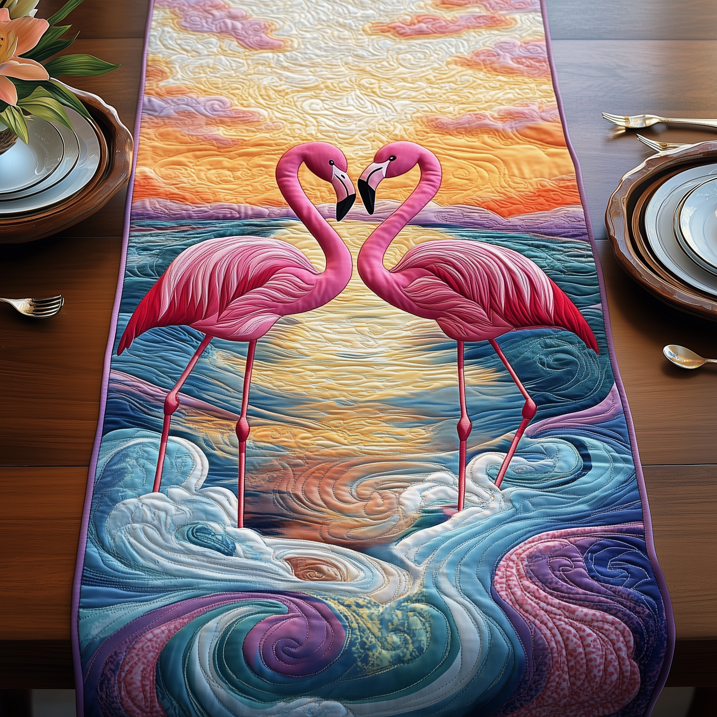 Sunset Flamingo Quilted Table Runner GFTOTP572