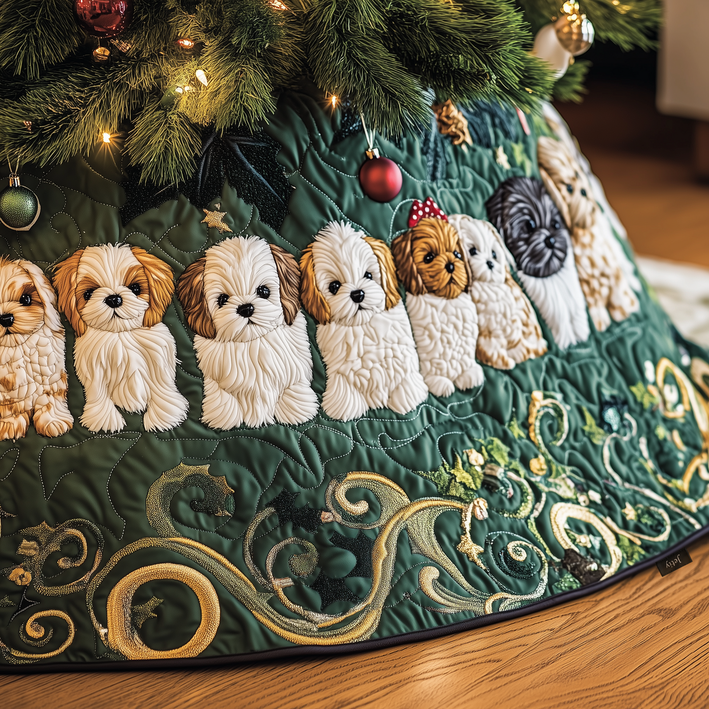 Adorable Christmas Shih Tzu Quilted Tree Skirt GFTOTP614