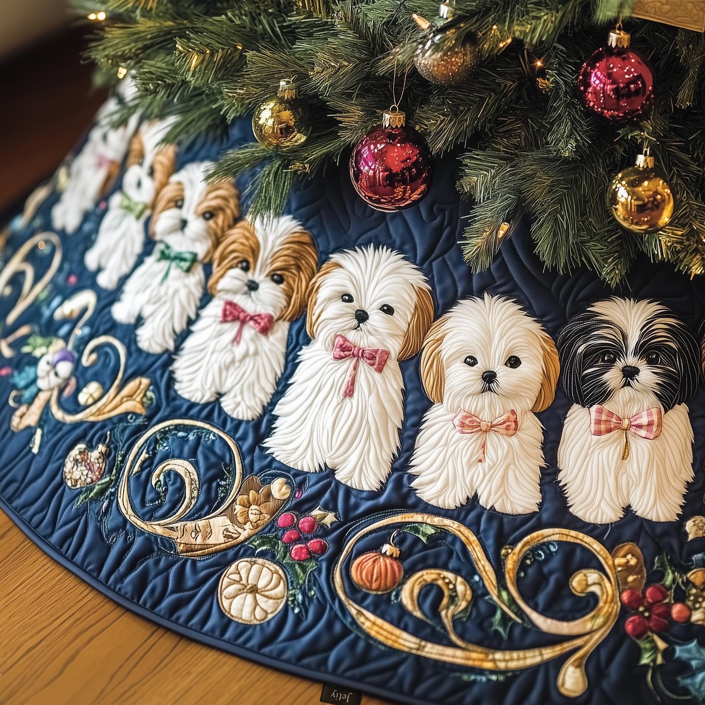 Adorable Christmas Shih Tzu Quilted Tree Skirt GFTOTP615