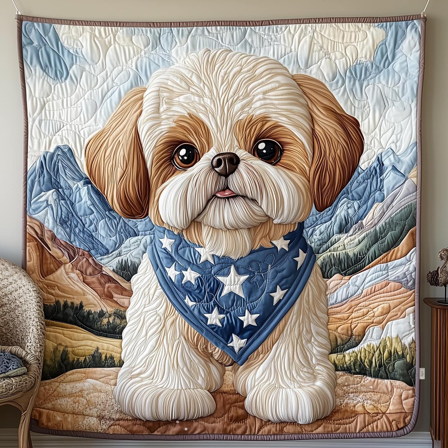 Adorable Shih Tzu Quilted Blanket GFTOTP632