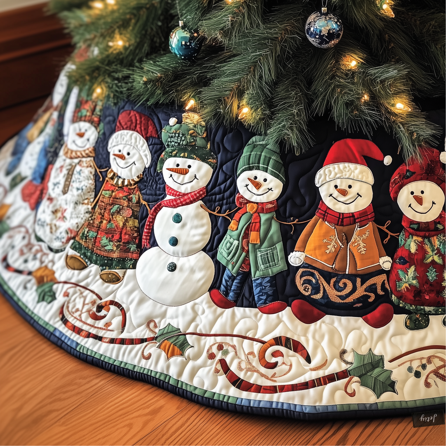 Vintage Christmas Snowman Quilted Tree Skirt GFTOTP660