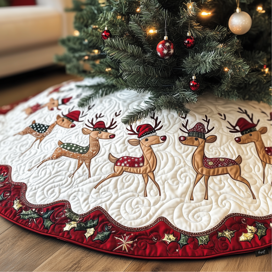 Christmas Reindeer Quilted Tree Skirt GFTOTP681