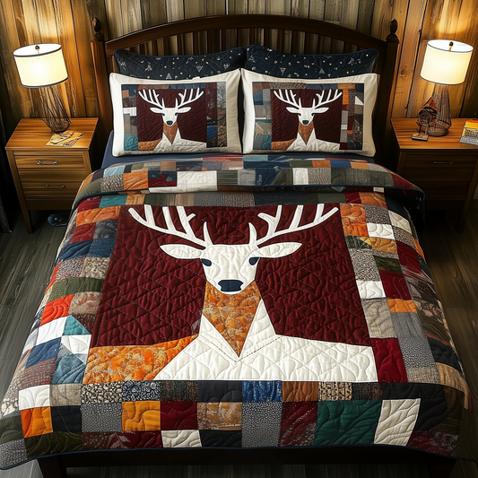 Christmas Reindeer 3-Piece Quilted Bedding Set GFTOTP689