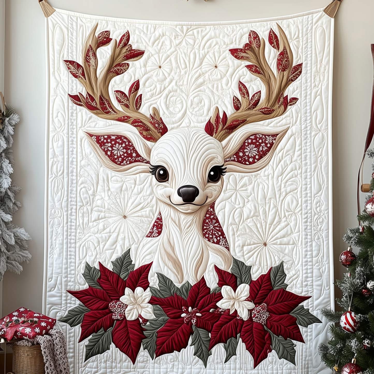 Christmas Reindeer Quilted Blanket GFTOTP698