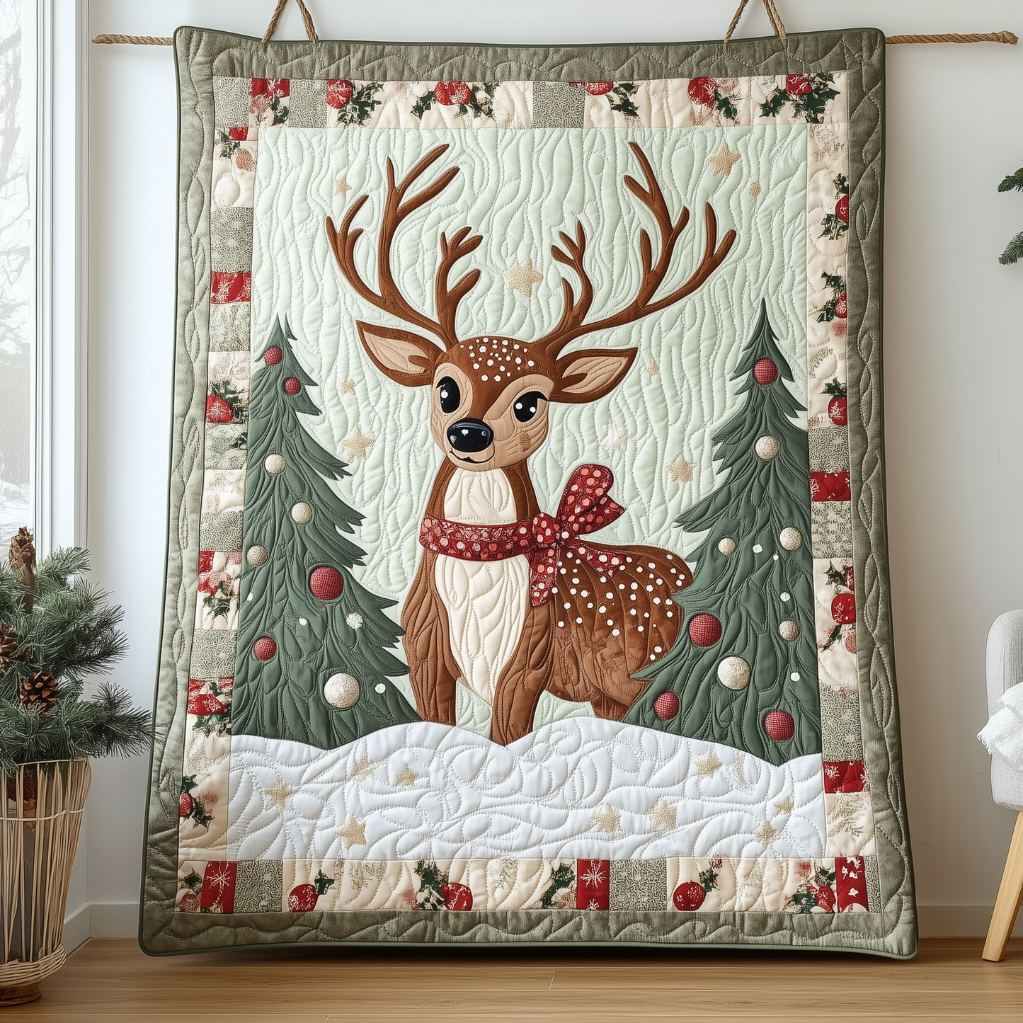 Christmas Reindeer Quilted Blanket GFTOTP701