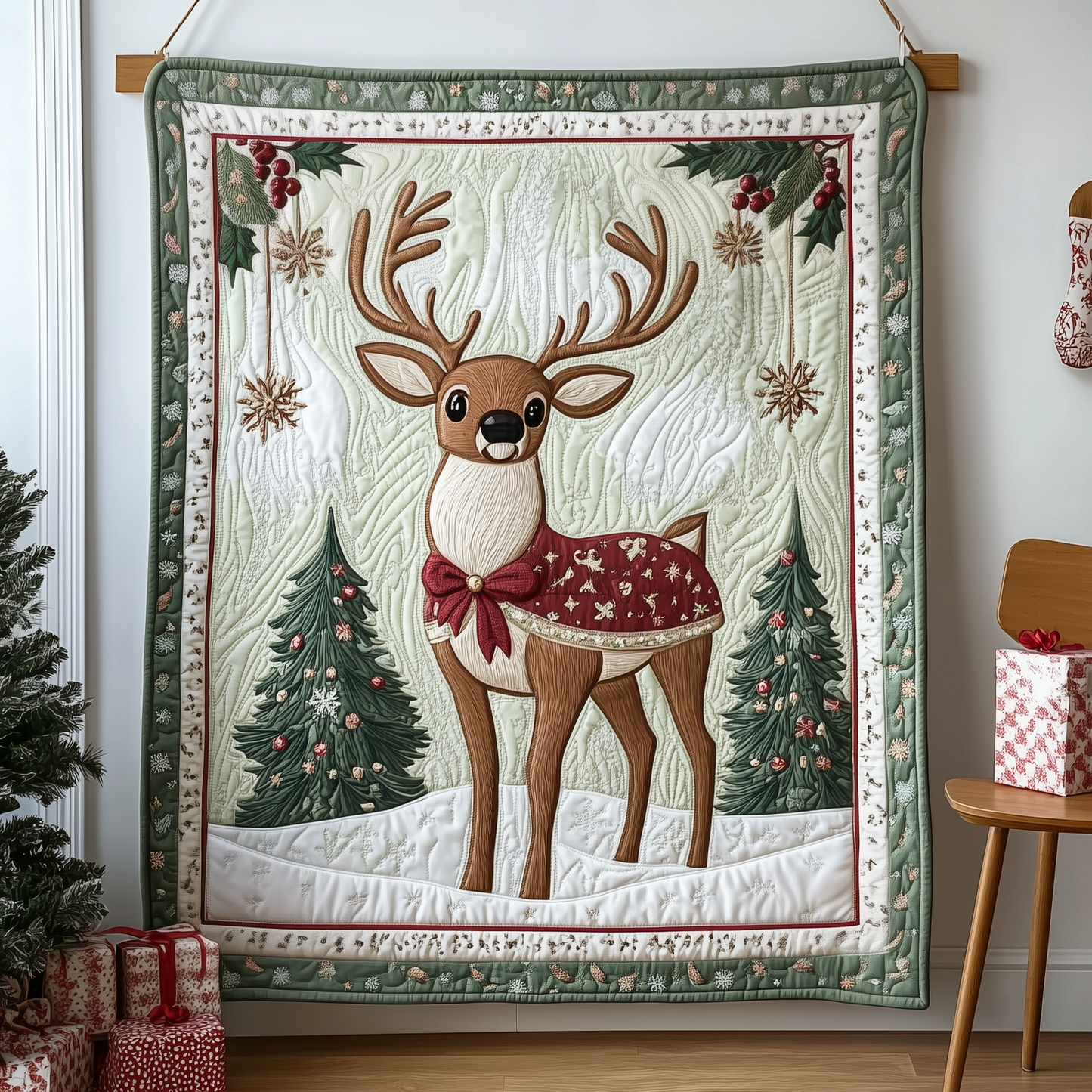 Christmas Reindeer Quilted Blanket GFTOTP702