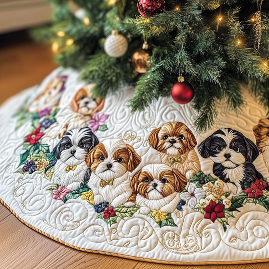 Adorable Shih Tzu Quilted Tree Skirt GFTOTP734