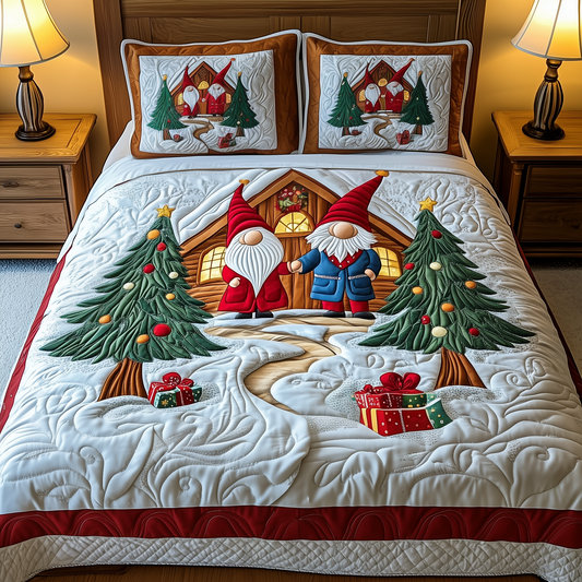 Christmas Gnomes 3-Piece Quilted Bedding Set GFTOTP787