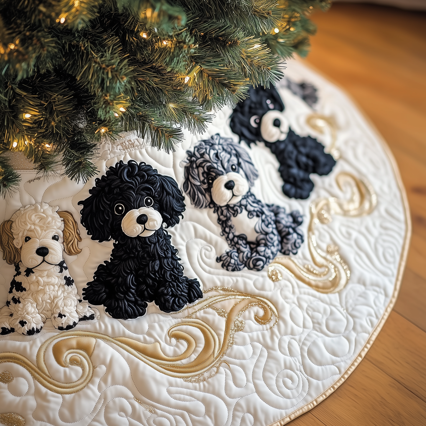 Black Poodle Quilted Tree Skirt GFTOTP806