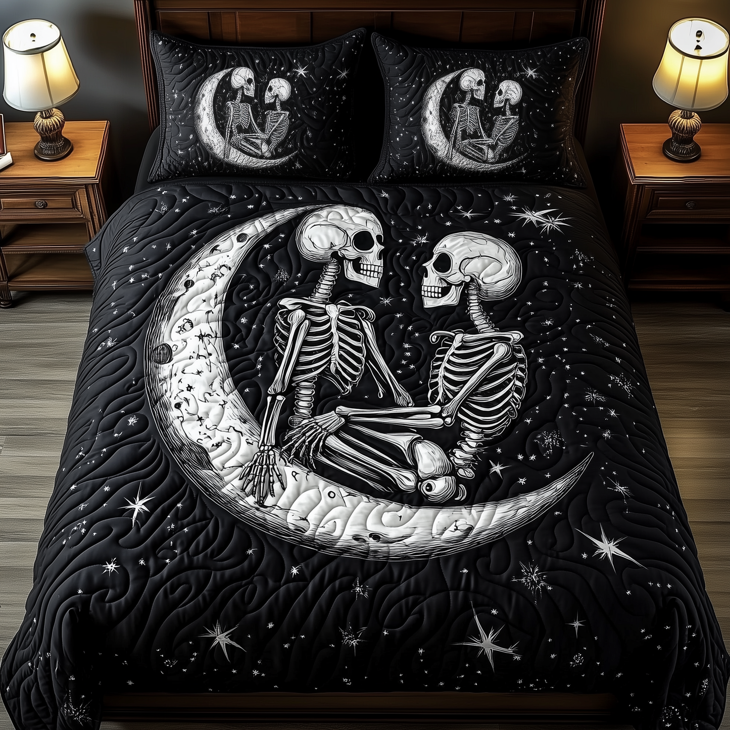 Skull Couple 3-Piece Quilted Bedding Set GFTOTP814