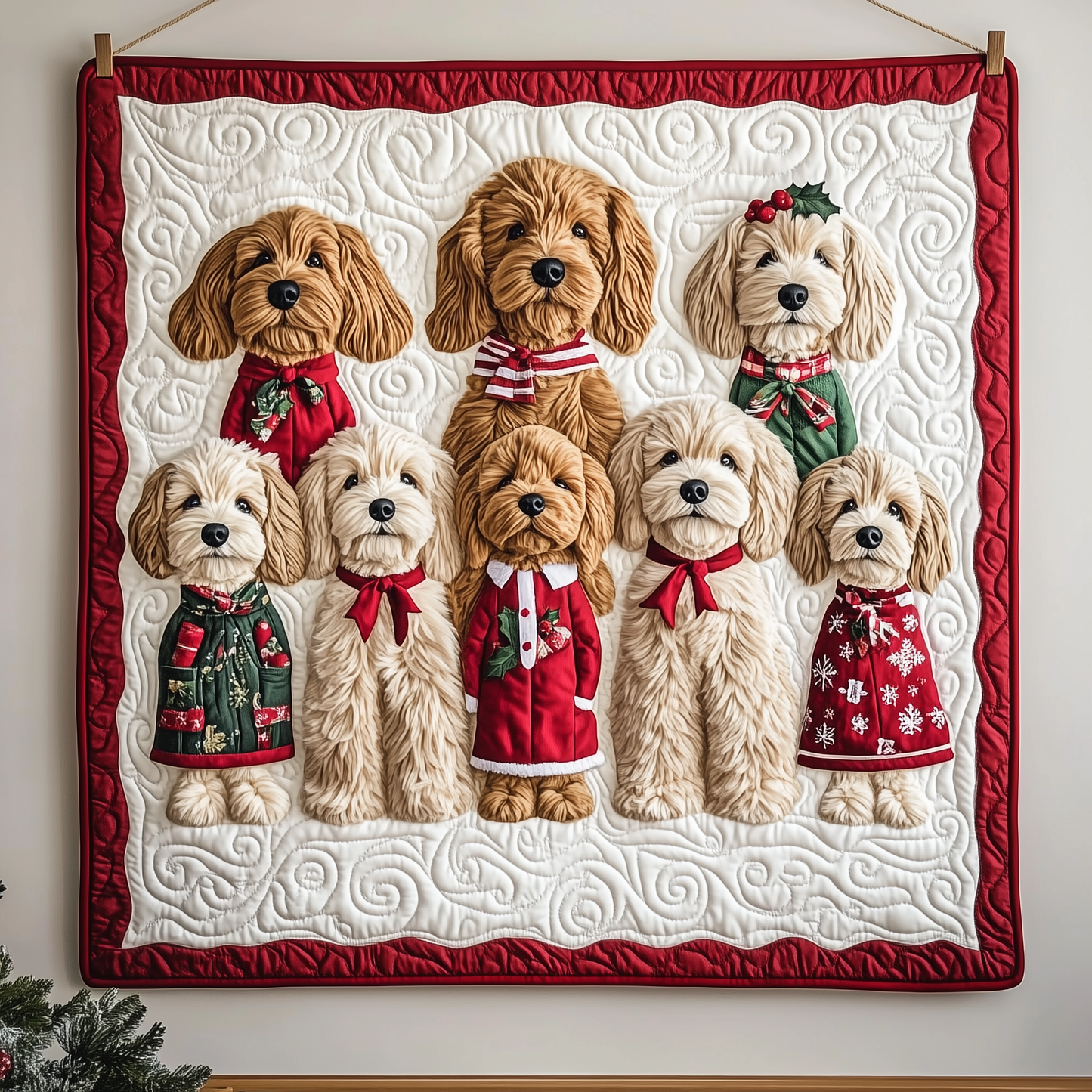 Christmas Goldendoodle Quilted Blanket GFTOTP906