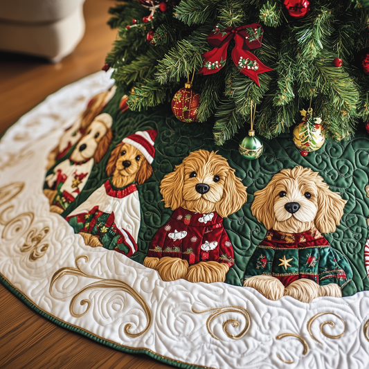 Christmas Goldendoodle Quilted Tree Skirt GFTOTP918