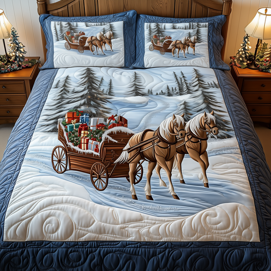 Winter Wonderland Carriage Ride 3-Piece Quilted Bedding Set GFTOTP923