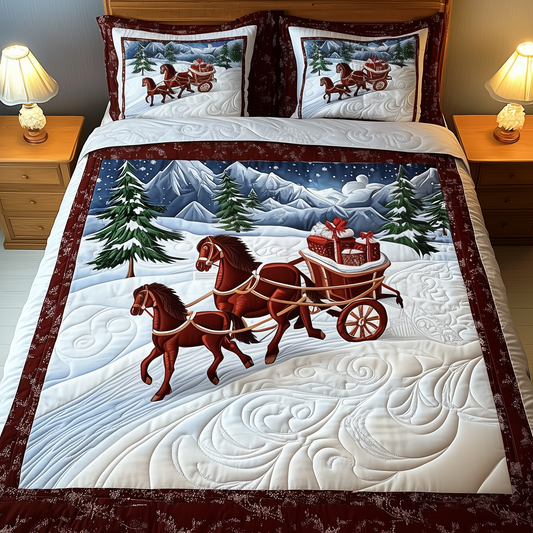 Winter Wonderland Carriage Ride 3-Piece Quilted Bedding Set GFTOTP926