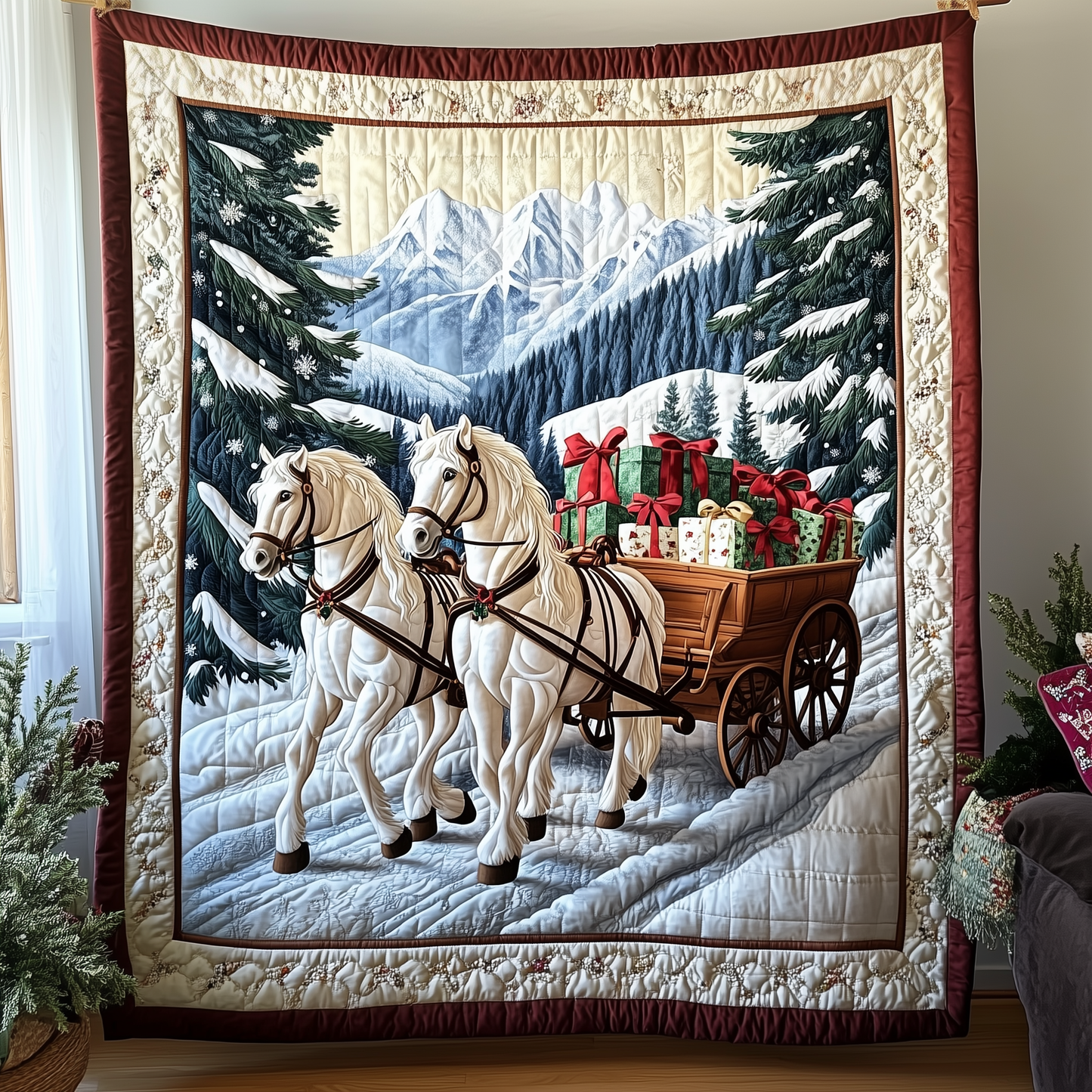 Winter Wonderland Carriage Ride Quilted Blanket GFTOTP928