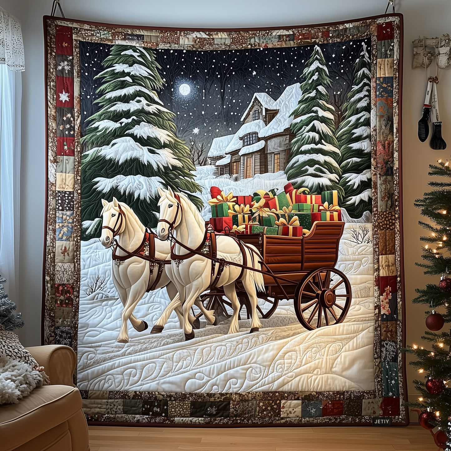 Winter Wonderland Carriage Ride Quilted Blanket GFTOTP929