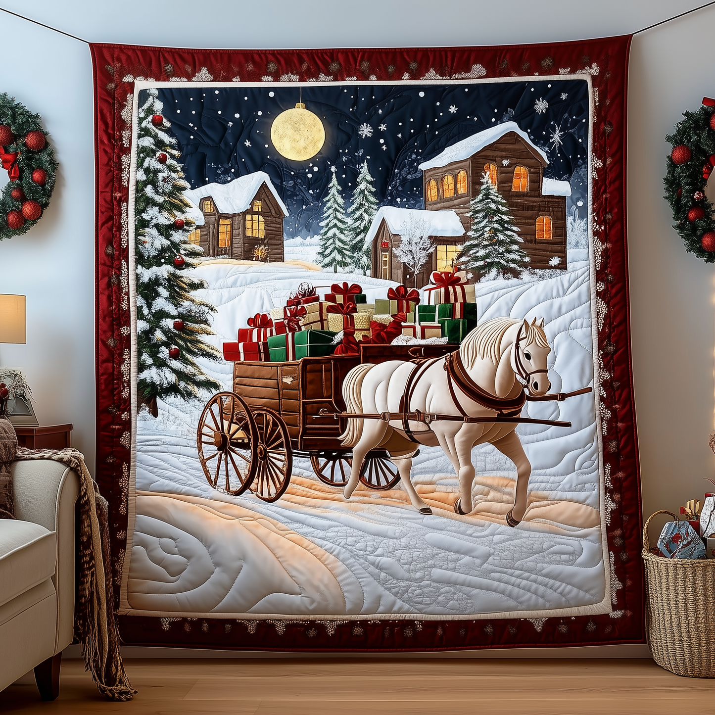 Winter Wonderland Carriage Ride Quilted Blanket GFTOTP931