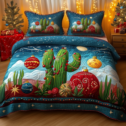 Christmas Cactus 3-Piece Quilted Bedding Set GFTOTP939