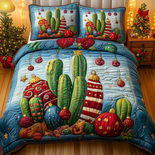 Christmas Cactus 3-Piece Quilted Bedding Set GFTOTP940