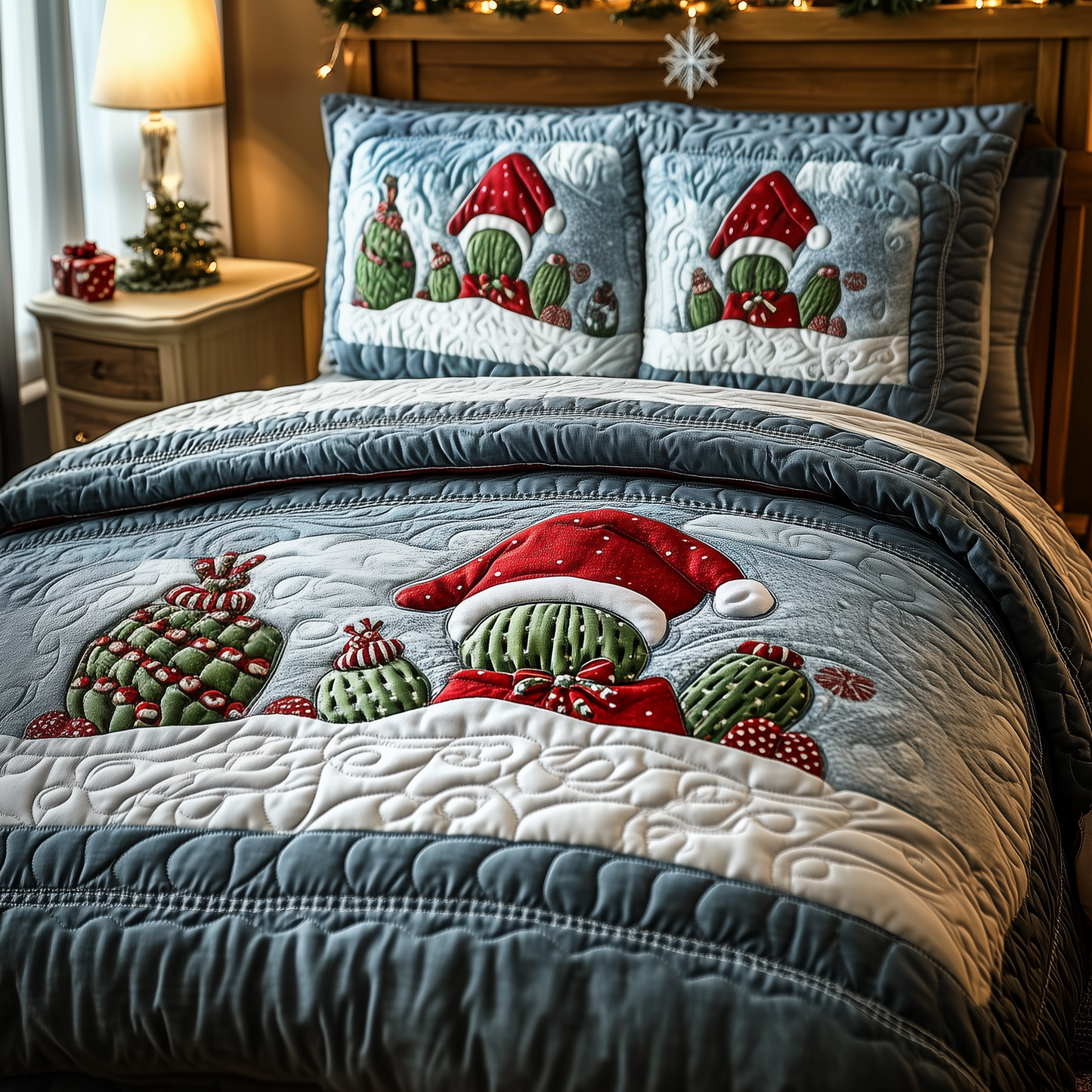 Christmas Cactus 3-Piece Quilted Bedding Set GFTOTP941