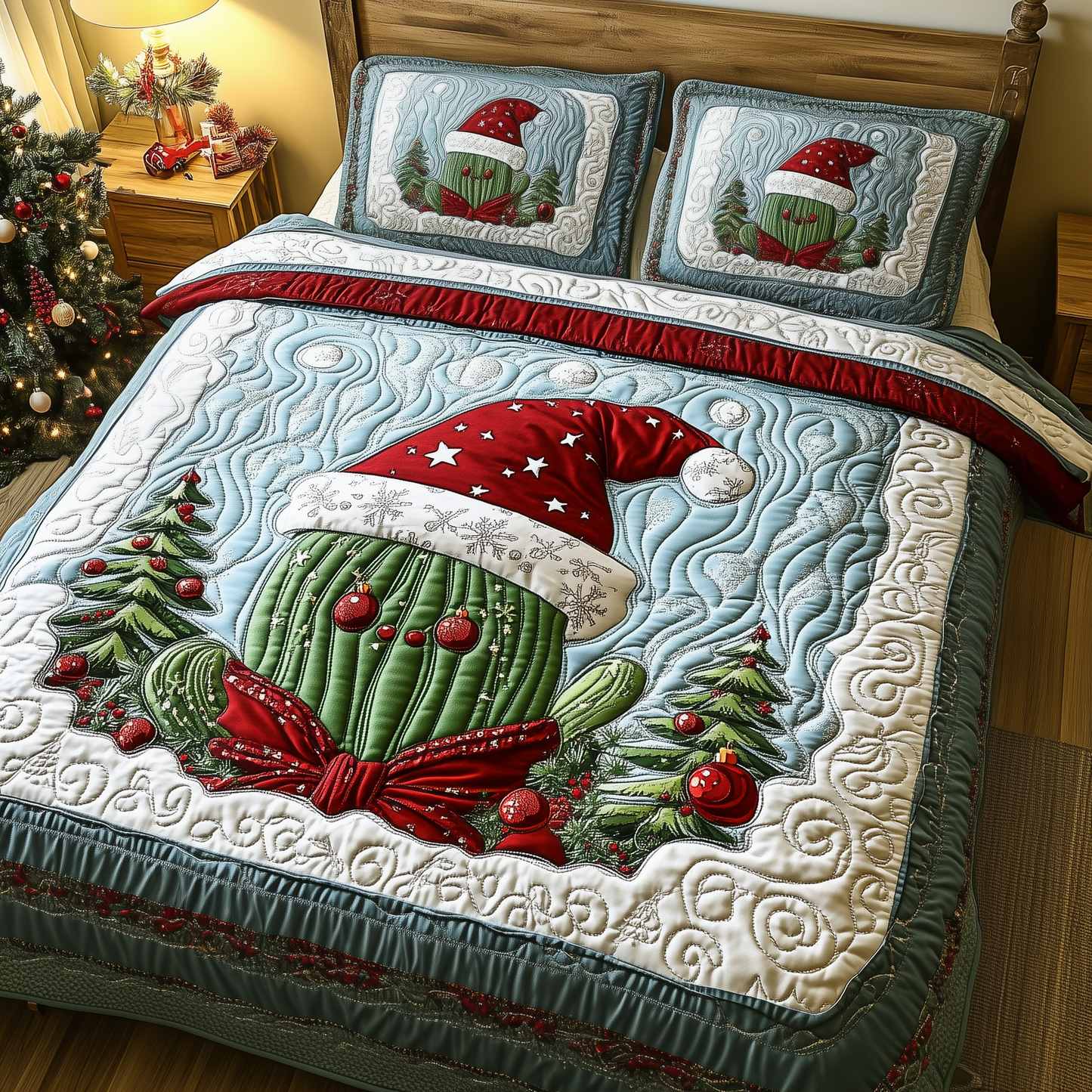 Christmas Cactus 3-Piece Quilted Bedding Set GFTOTP942